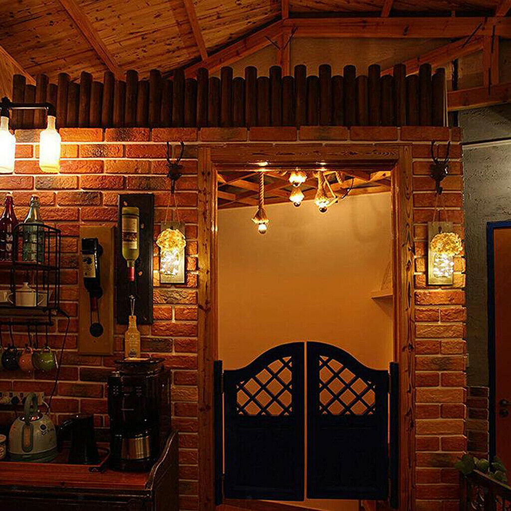 2Pcs Rustic Mason Jar Wall Sconce Fairy Light 20LEDs Remote Control Flower