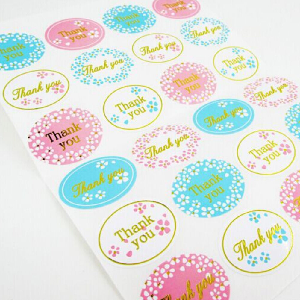 2X Golden Thank You Oval Stickers Labels Sealing Wedding Party Favors .l8