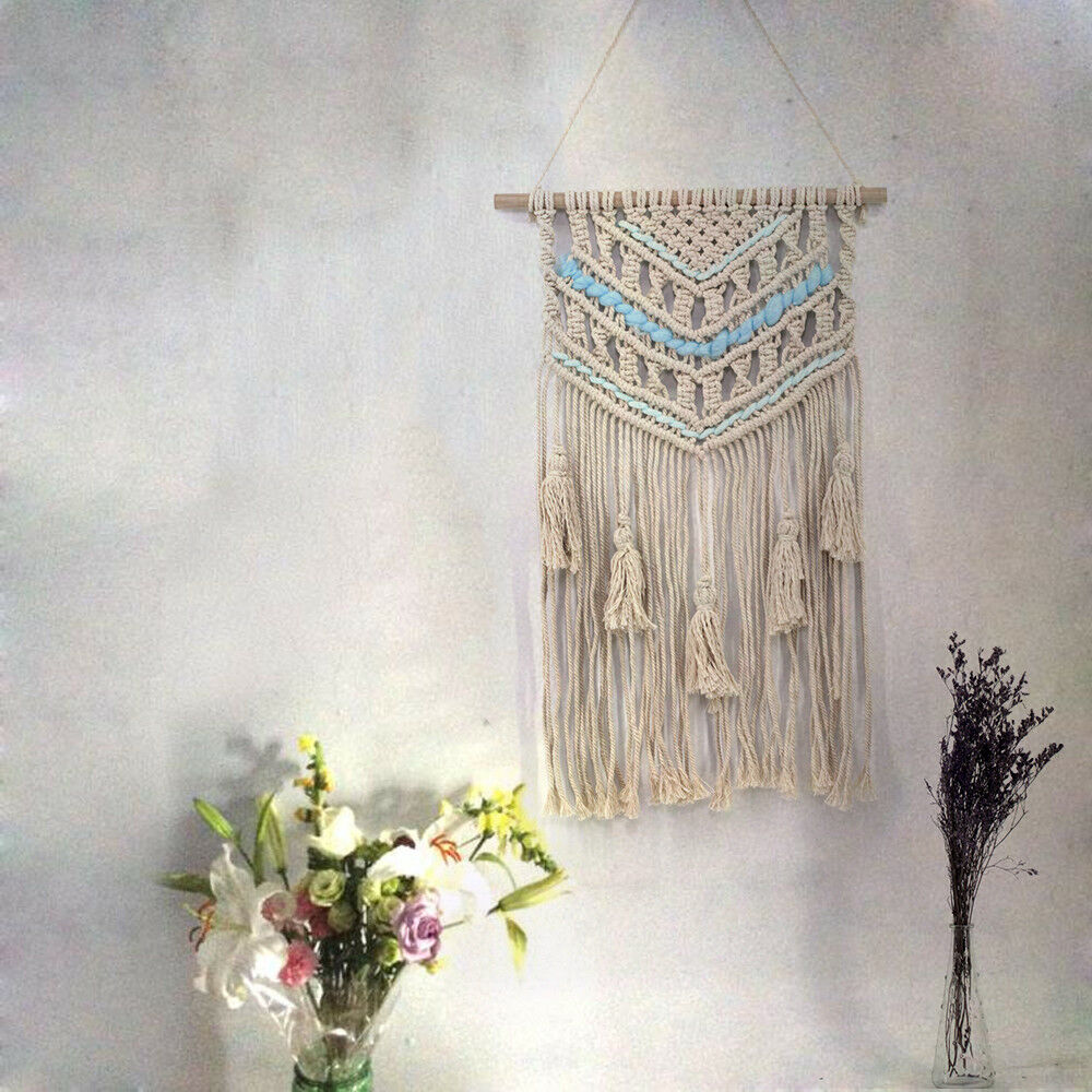 Blue Handmade Macrame Wall Hanging- Woven Wall Art- Macrame Tapestry-Boho Wall D