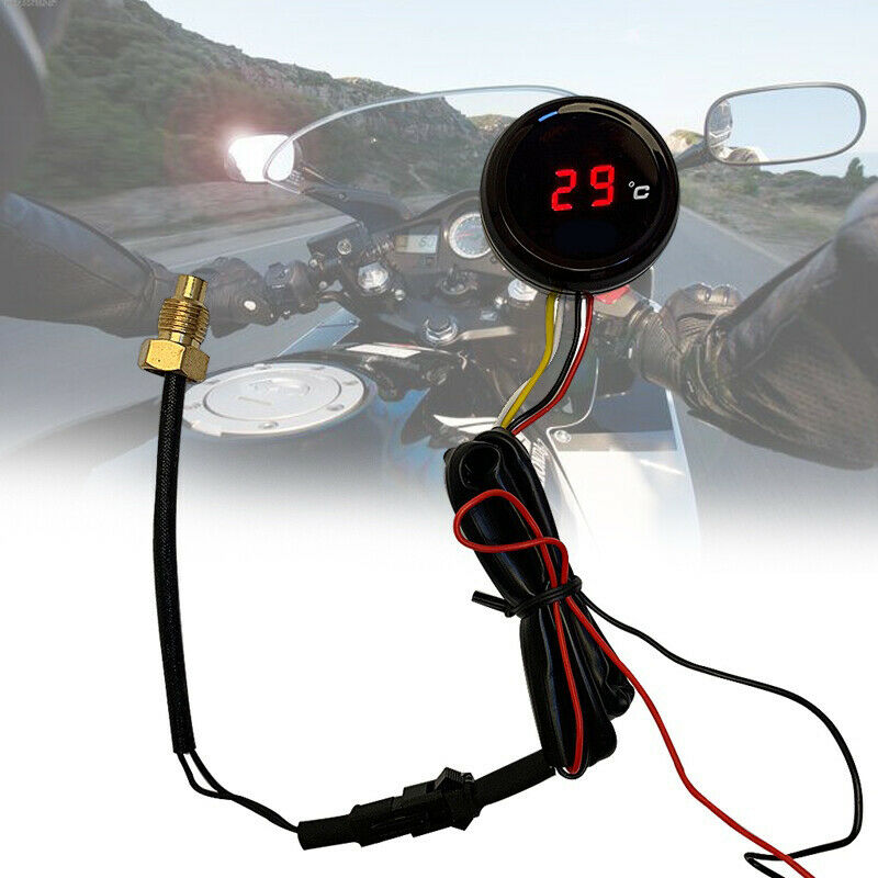 Motorcycle Digital Thermometer Water Temperature Meter Gauge with Sensor Cable