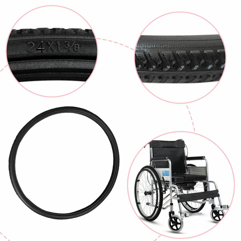 2pcs  Wheelchair Street Tire for Most Standard 24x1-3/8" Wheel Chair