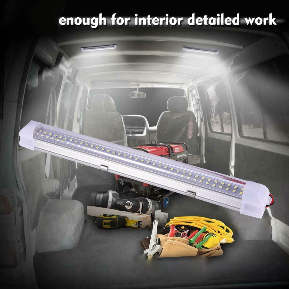 12V 72LED ON/OFF Switch Interior Light Strip Bar Fit Car Caravan Van Bus US