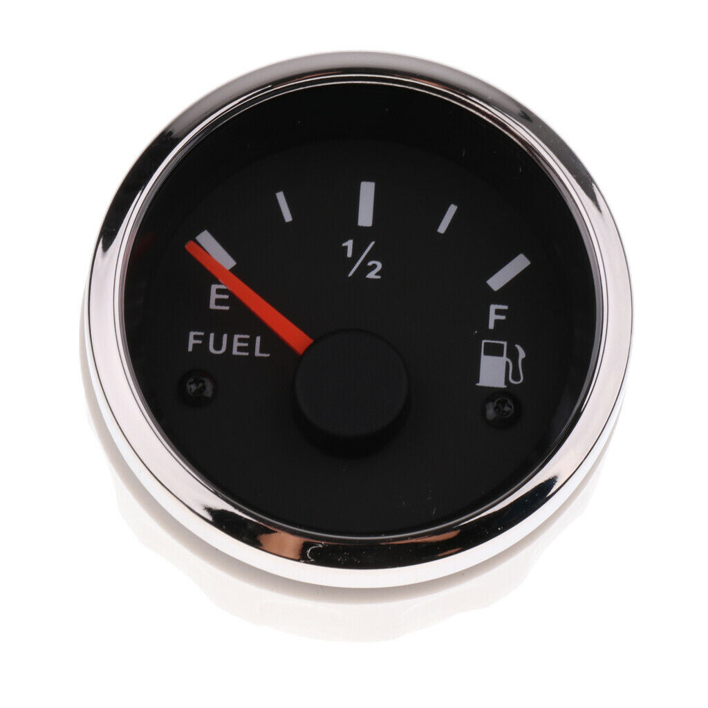 2'' 52mm Car Pointer Fuel Level Gauge Meter with Sensor E-1/2-F , Black Lens