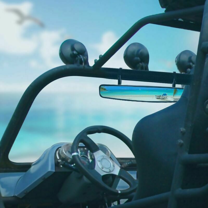 15" Wide Rear View UTV Mirror with 1.75" Clamp for ROUND ROLL BAR Units