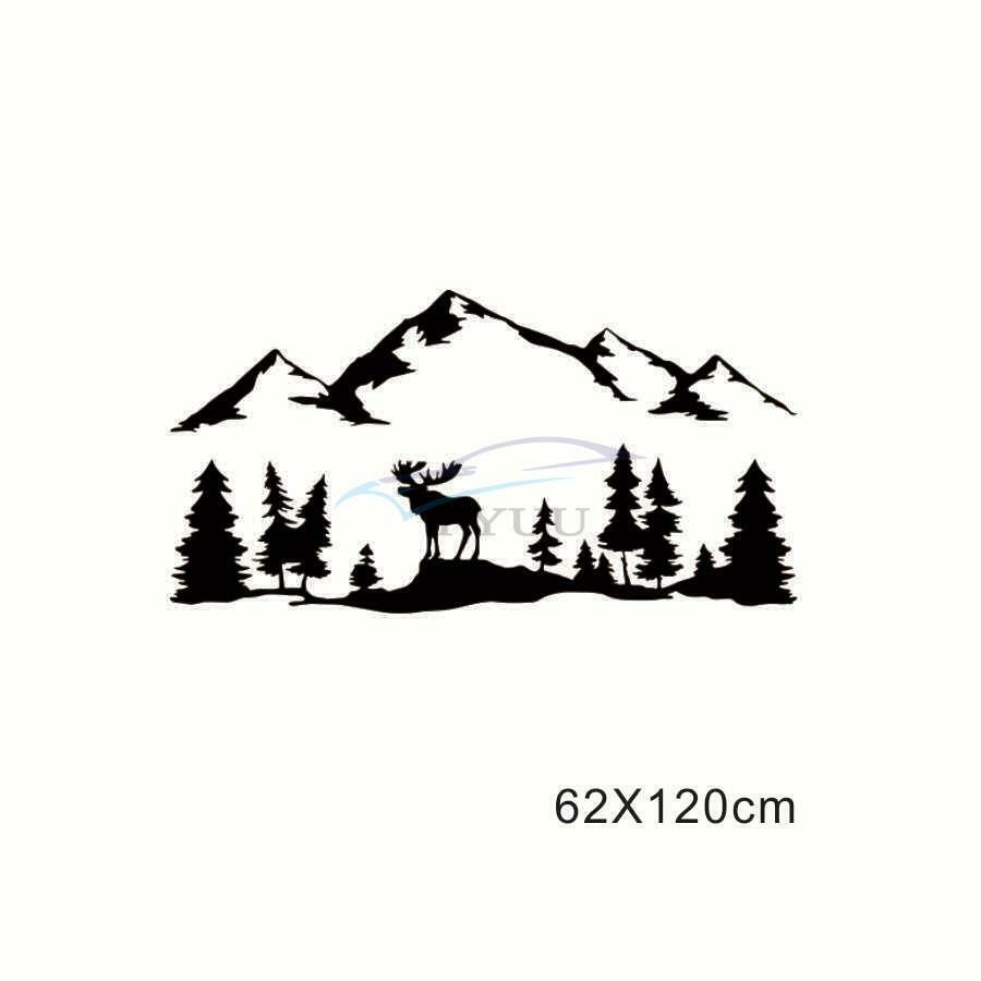 1 Piece 120cm×62cm Vinyl Moose Forest Mountain Graphic Decals For SUV RV Camper