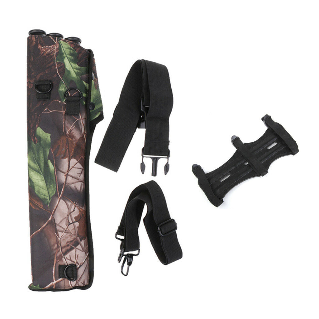 Arrow Back Flip Bag of 3 Bow Arrow Containers + 3 Archery  Protection Straps