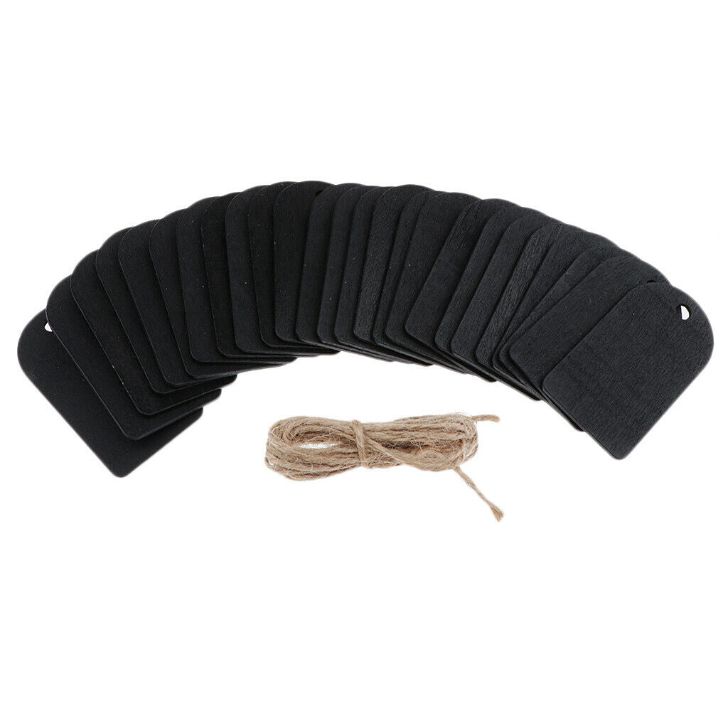 25x Wooden Chalkboard Tags Board Labels with String Wedding Party Decoration