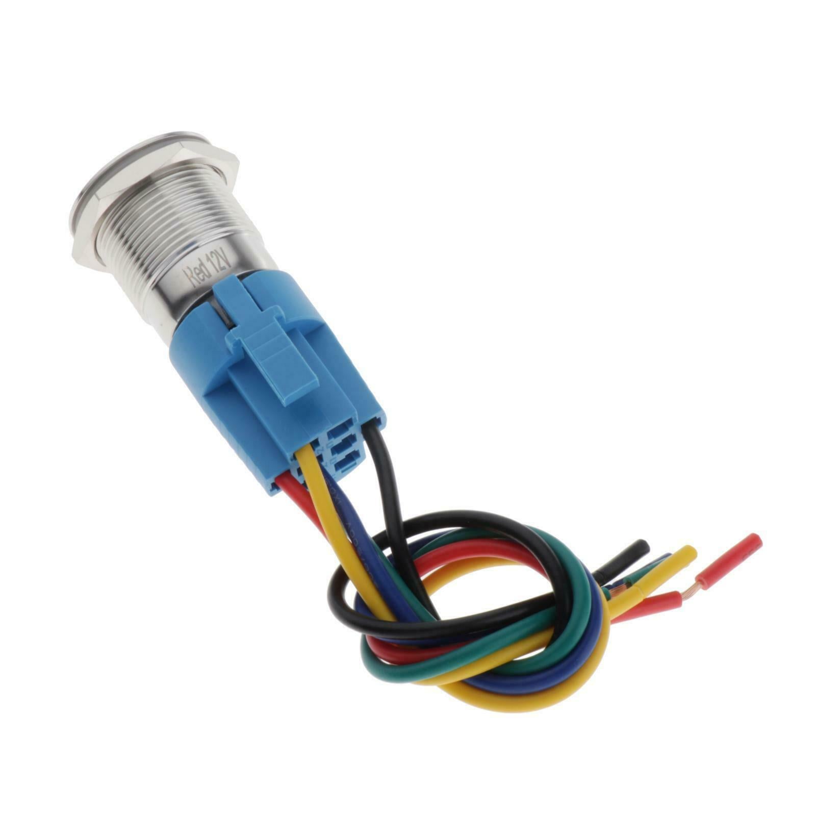 12V 19mm Red LED Light Missile Fire Push Button Switch