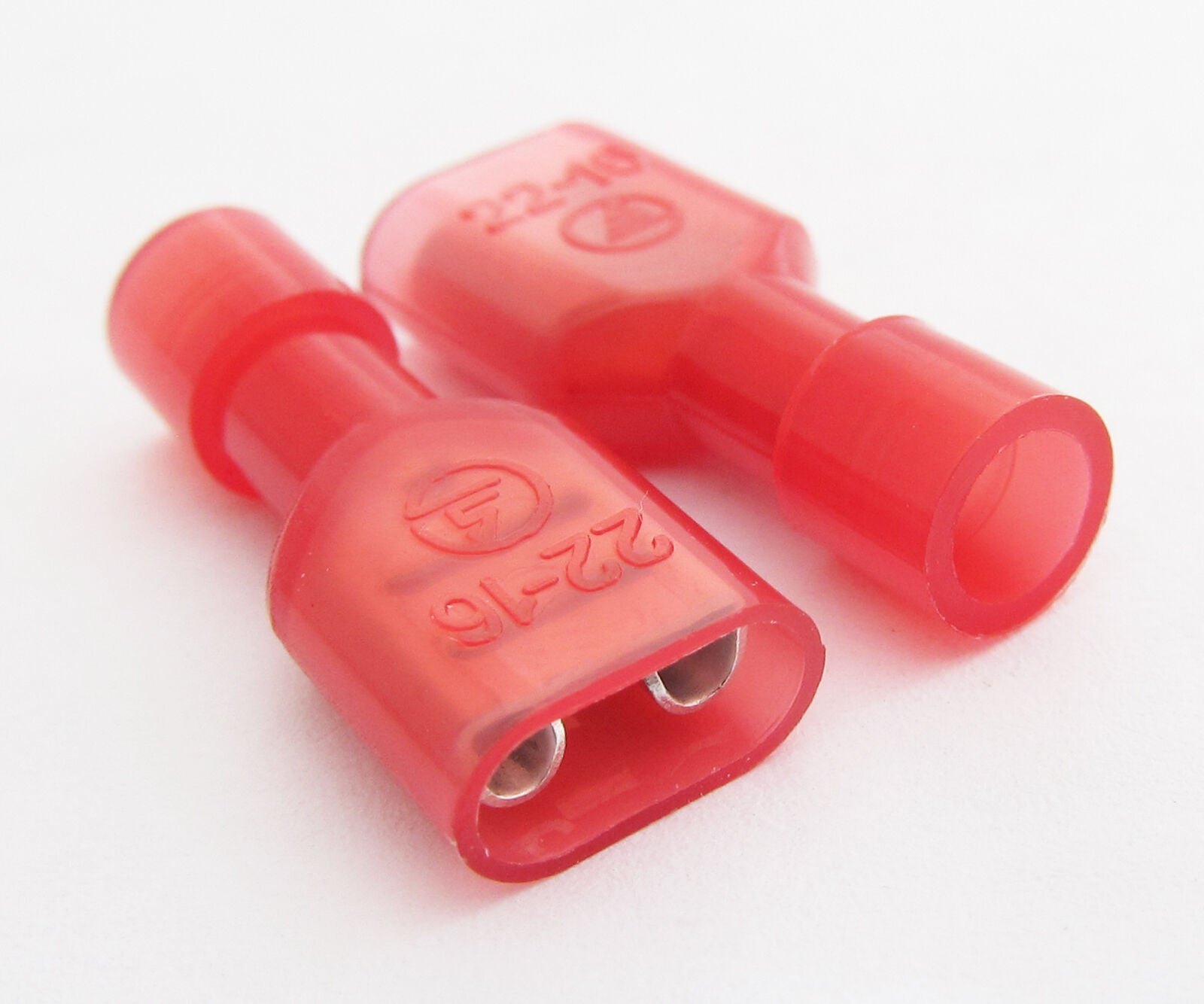 5pcs Red Nylon Full Insulated Female Copper Terminals 16-22 Gauge W:6.6mm 10A