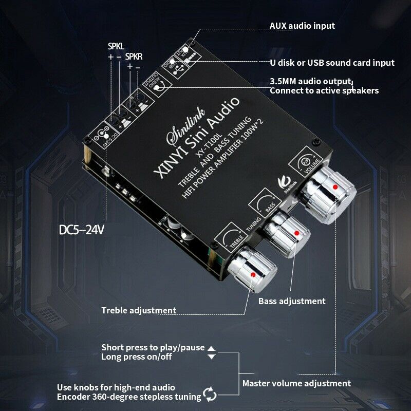 Mini Bluetooth 5.0 100W Digital Power Amplifier Board Speaker Stereo Home MusiP4