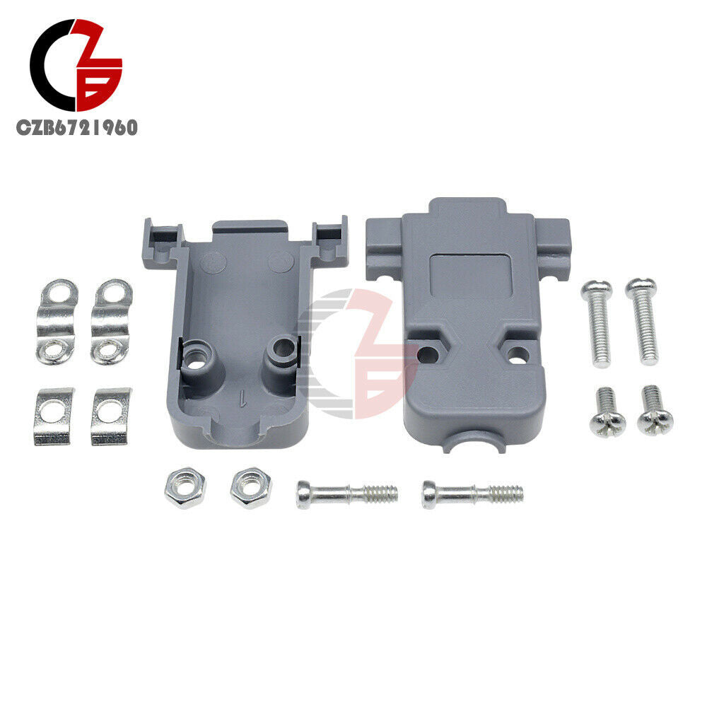 2PCS Grey D-Sub DB9 9Pin Plastic Hood Cover for 9 Pin or 15 Pin Connector