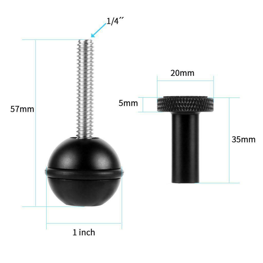 Durable 1" Ball Adapter with 1/4" Screw Underwater Housing Camera Diving Arm