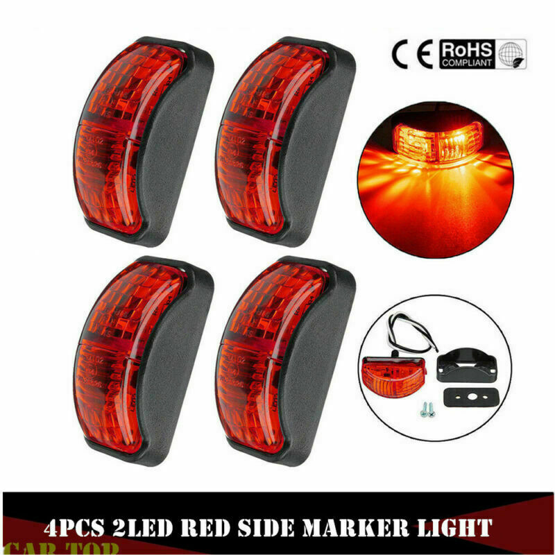 4x Red 2 LED Side Marker Light Blinker for Trailer Truck Boat 12V-24V Waterproof