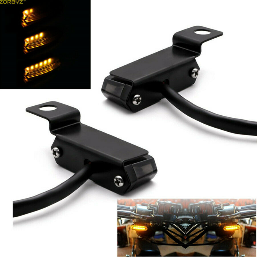 2 Flowing Water Mini LED Motorcycle Turn Signal Light Brake Clutch Lever Flasher