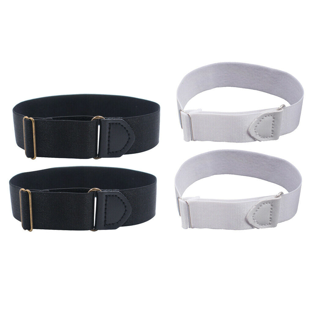 2 Pairs Adjustable Shirt Sleeve Holders Arm Bands for Mens Womens