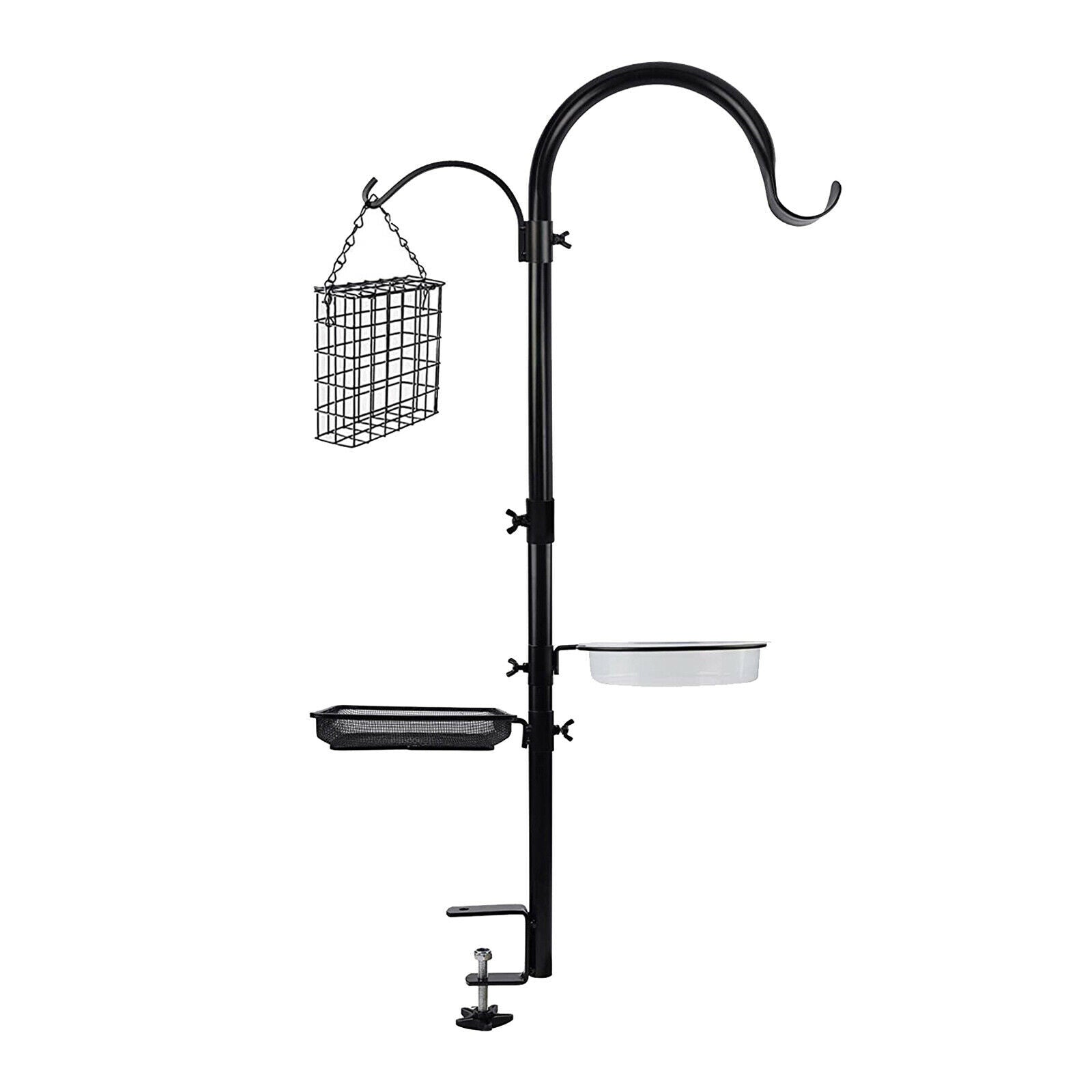Metal Deck Hook Wild Bird Feeder Pole Heavy Duty Patio Feeding Station Kit