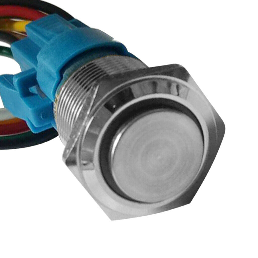 6PCS 220V LED 16mm Self-lock Push Button Switch w/ Wire Red+Blue+Green