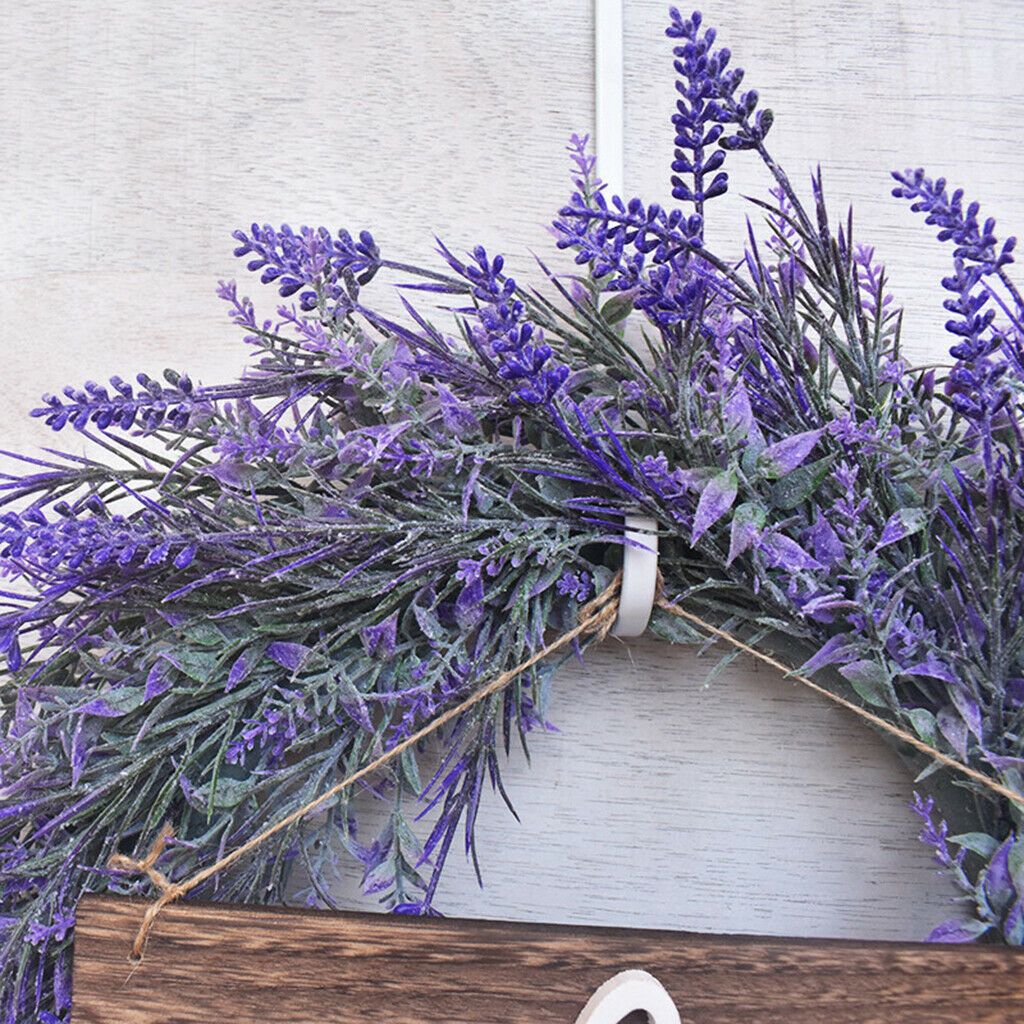Artificial Door Hanging Lavender Flower Wreath Welcome Sign Garland Decor