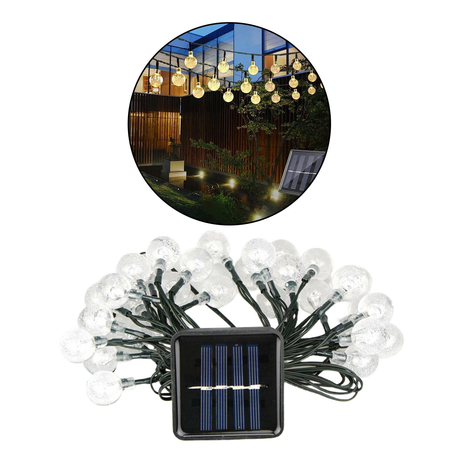 Solar Bulb Indoor Outdoor String Light Christmas Fairy Lights 12M 100LED