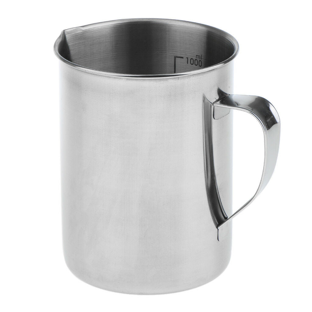 Stainless Steel Kitchen Handle Water Liquid Measurement Cup Scale Mug 1000ml
