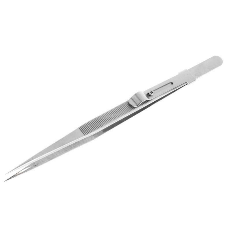 Jewelry Tweezers Concave Groove Diamond Stainless Steel Adjustable Craft Tools