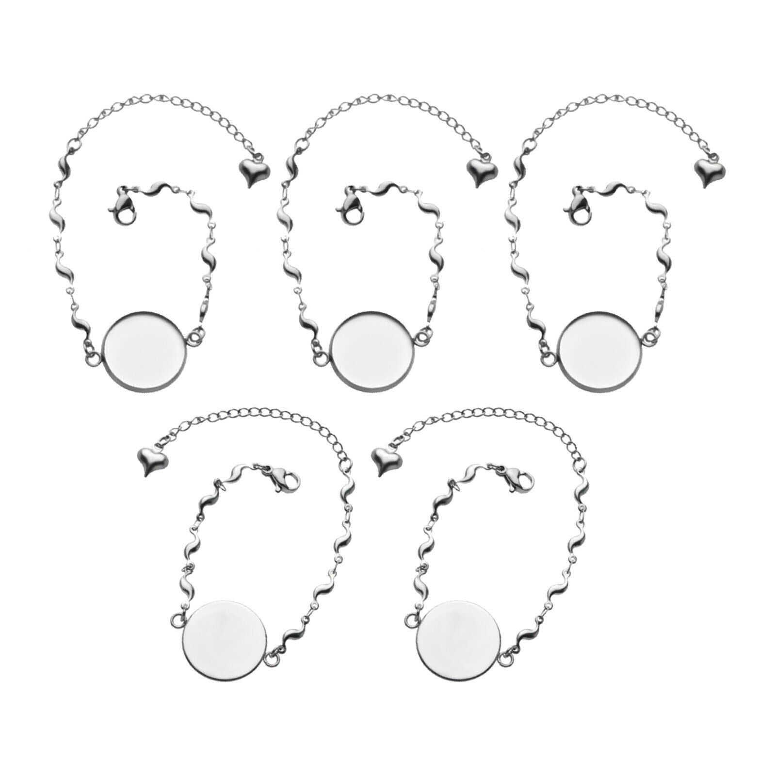 5pcs/lot Bezel Bracelet Blanks Settings Cabochon Disc Base for Jewelry Making
