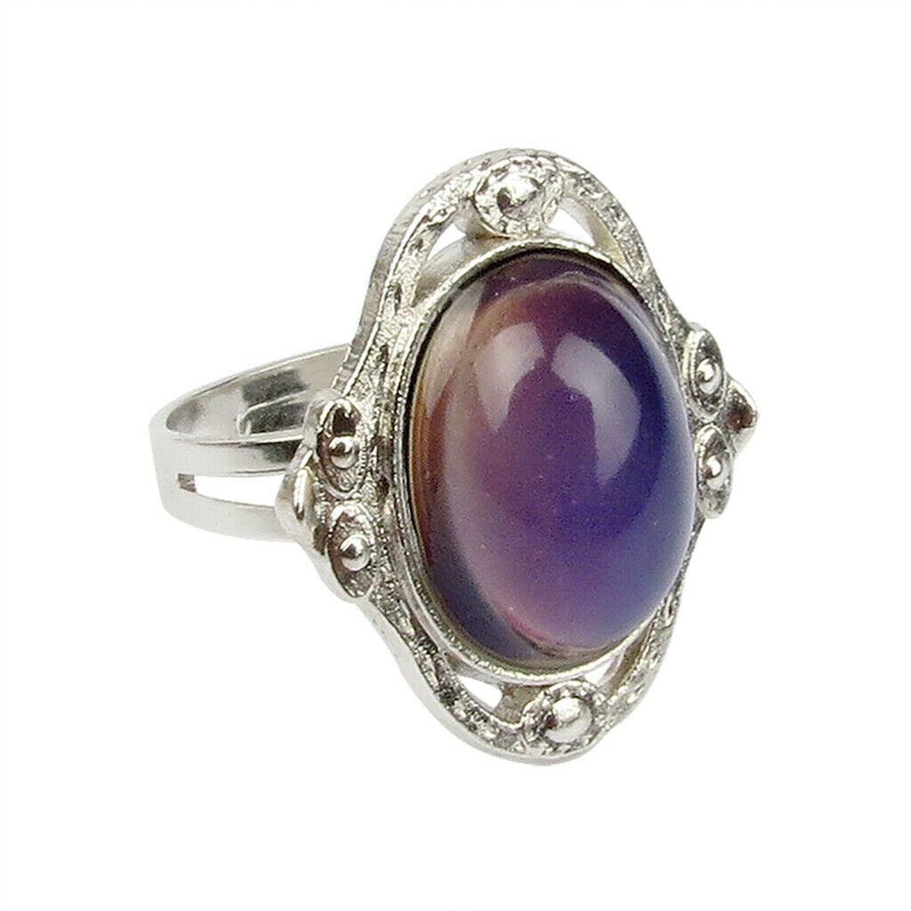 Prettyia Retro Style Mood Gem Ring Necklace Emotion Colour Change Adjustable