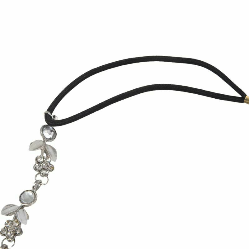 Hair Headband Elegant Elastic Headband with Rhinestones Flowers for Women - SiX4