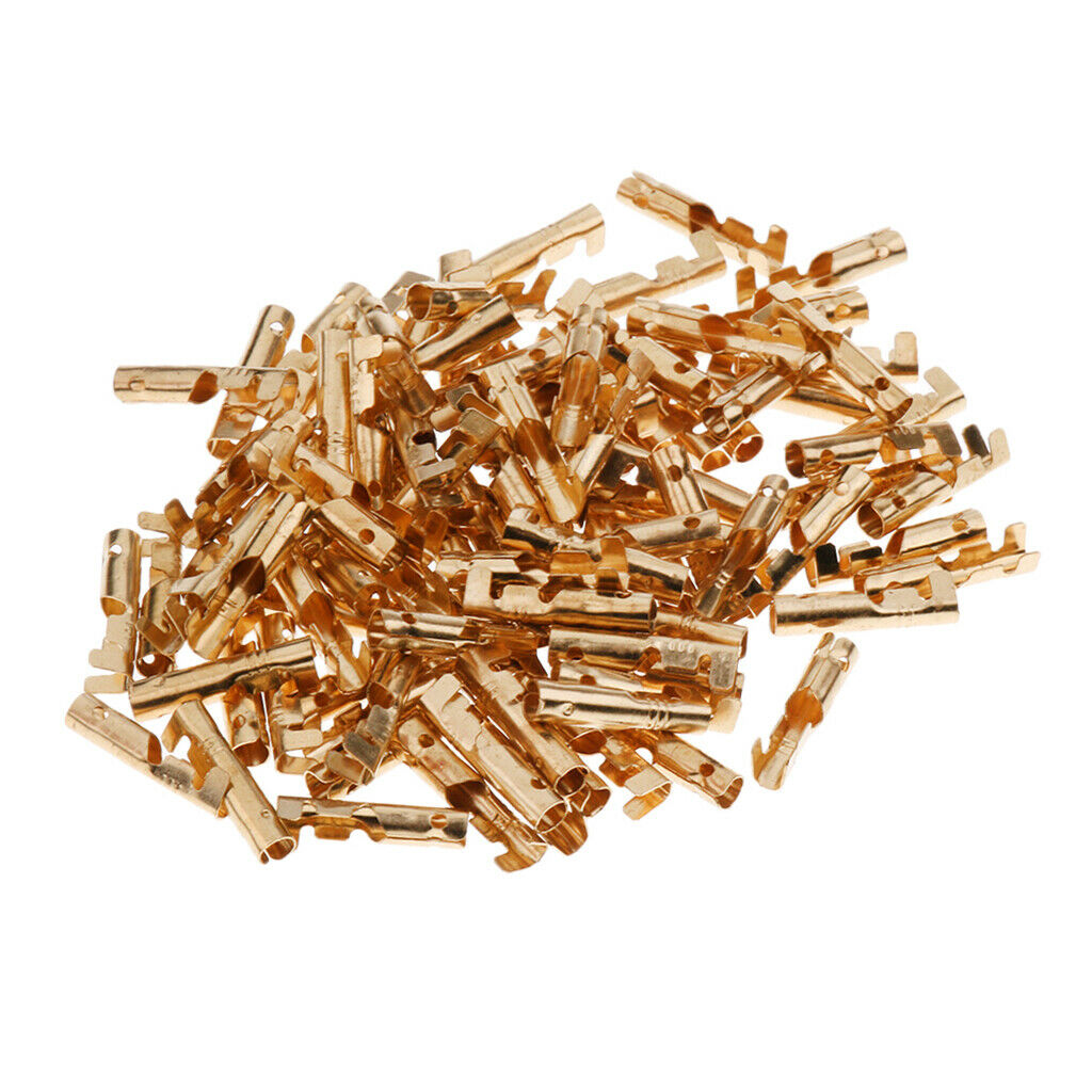 100 Pieces Brass Terminal Cable Locking Female Spade Connector DJ221-3.5A