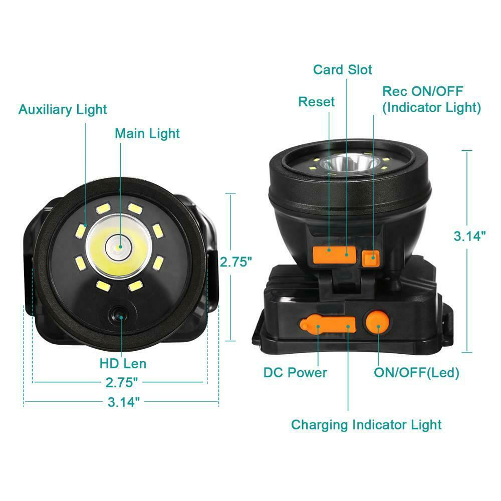 Outdoor Sports Camera with Headlamp USB charging Waterproof Head-Mounted Sports