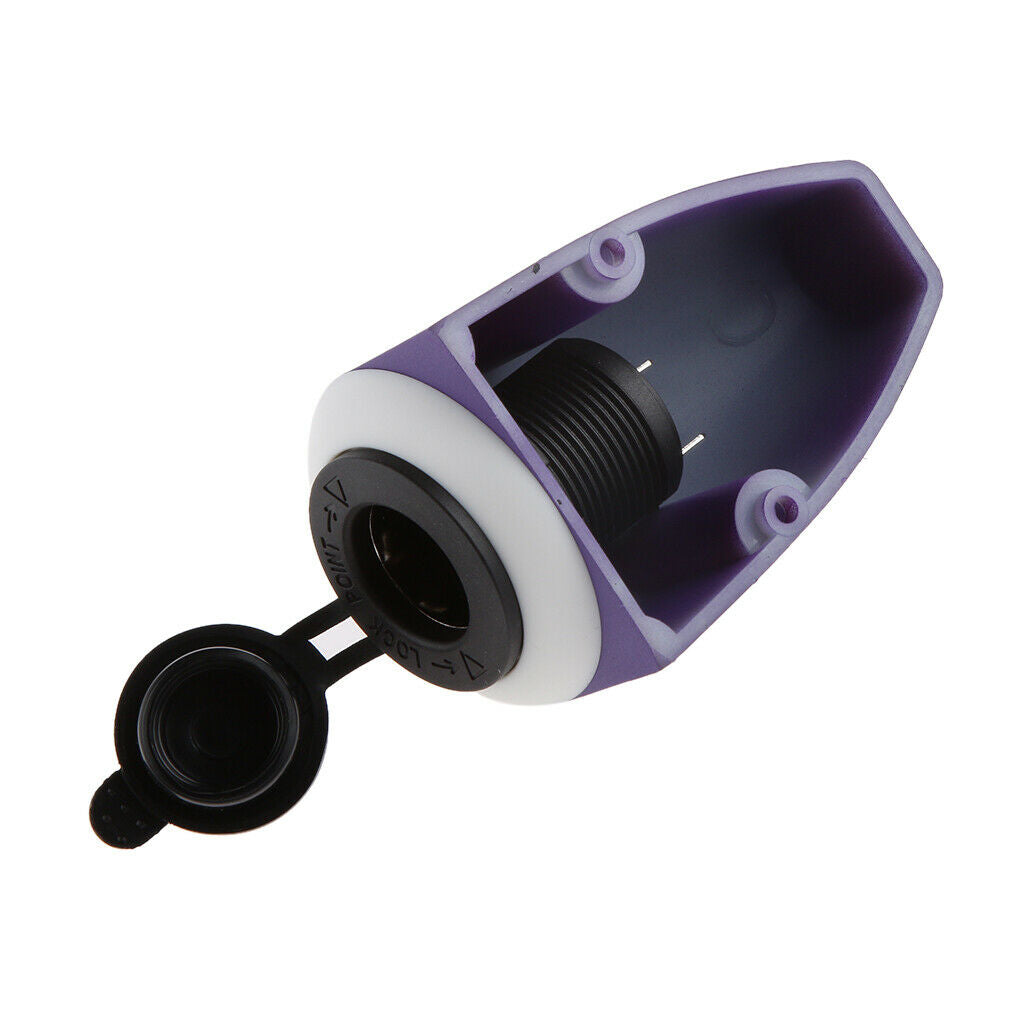 Waterproof 12V Charger Power Adapter Car Cigarette Lighter Socket Purple