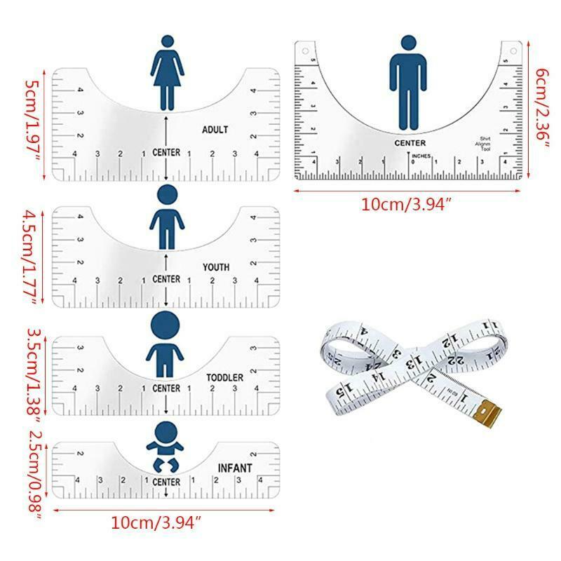 6 Pcs T-shirt Alignment Ruler Round Neck Alignment Tool Guide Alignment Tool Kit