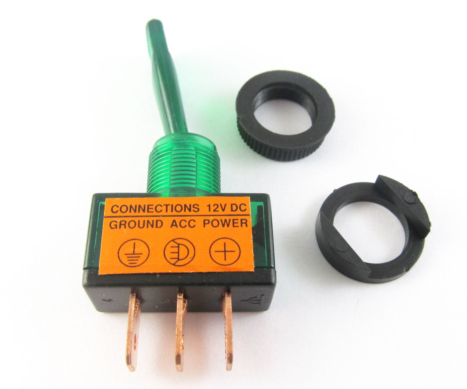 10 pcs Toggle Switch Green Lamp 12V SPST 30mm Shaft New