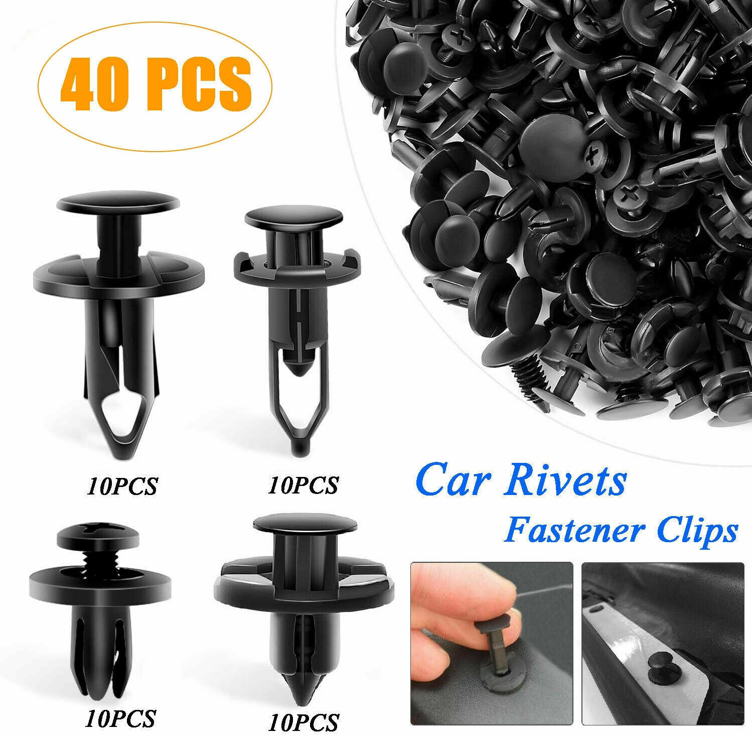 40Pcs/Bag Car Push Retainer Pin Body Bumper Rivet Trim Moulding Clip Accessories