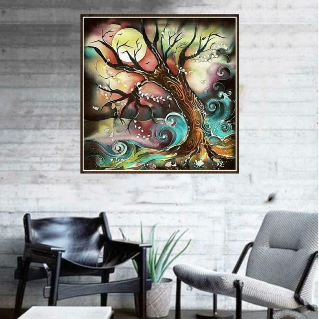 DIY Colouful Tree Pattern Diamond Mosaic Painting Embroidery Cross Crafts Stitch