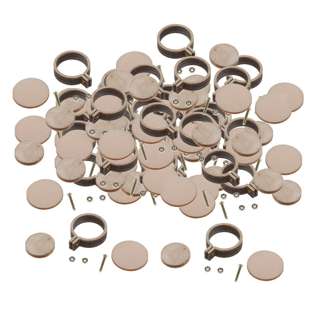 30 Pcs Mini Round Wood Embroidery Hoop Frame 20mm Necklace Pendant Making 2cm