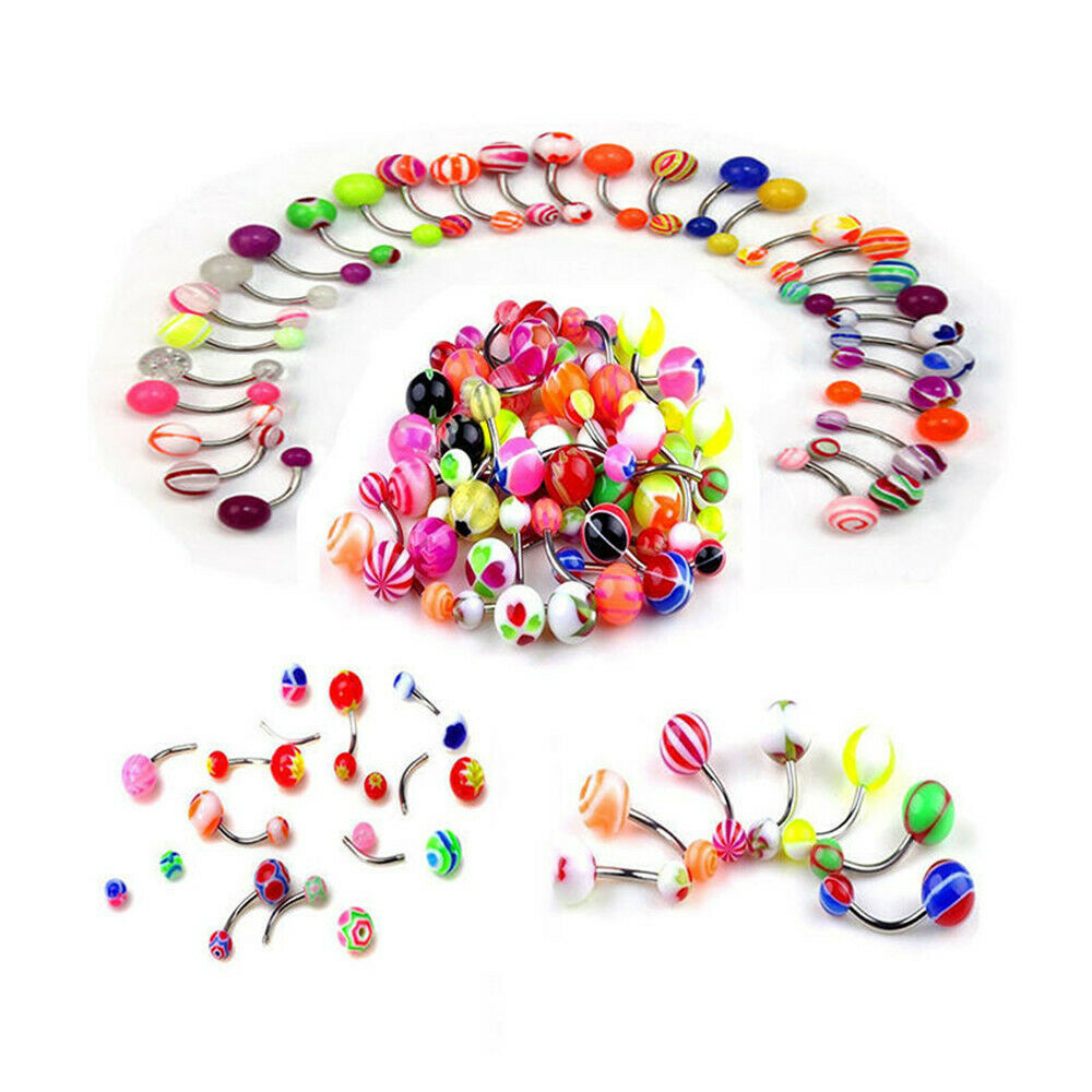 HOT 30X MULTI-PACK OF MIXED STYLE BELLY BARS/NAVEL RINGS PIERCINGS Jewelery Gift