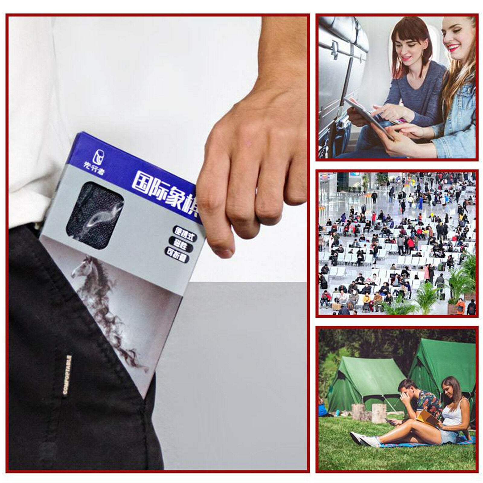Pocket Chess Board Magnetic Folding Board Travel Portable Mini Chess Set