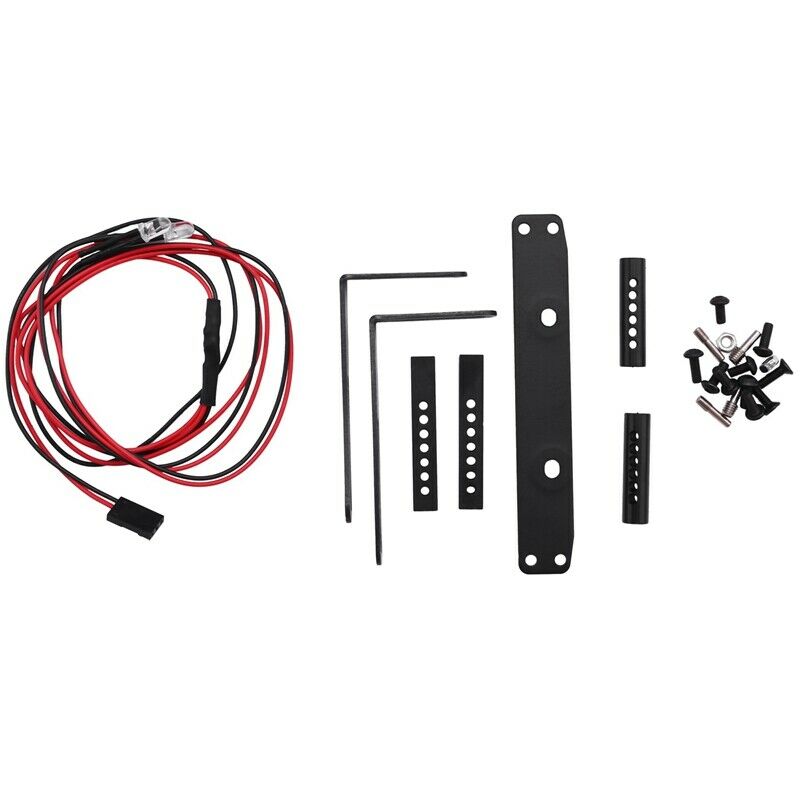 Adjustable Metal Front Bumper with 2 LED Light for 1/10 RC Cler Traxxas 4 DefeG7