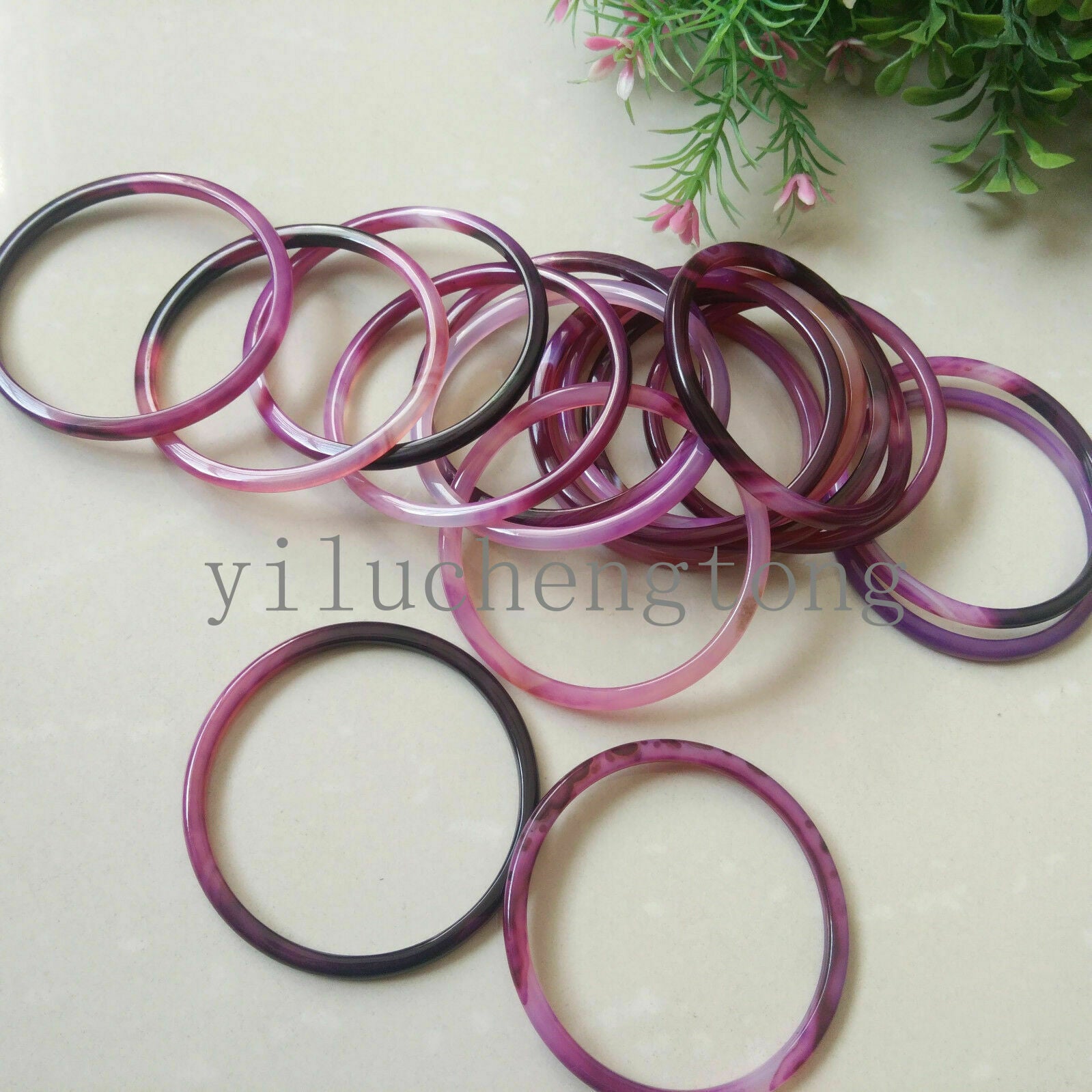 5pcs Fashion 100% Natural Agate Chalcedony Bangle Bracelet 54-55mm+Certificate