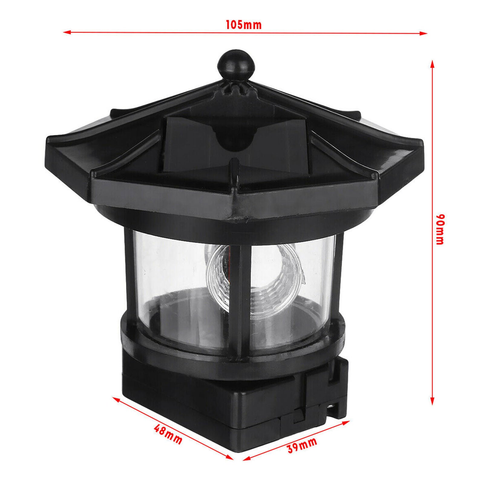 Solar Powered LED Lighthouse Rotating Lamp Garden Light Outdoor Decor Yard Patio