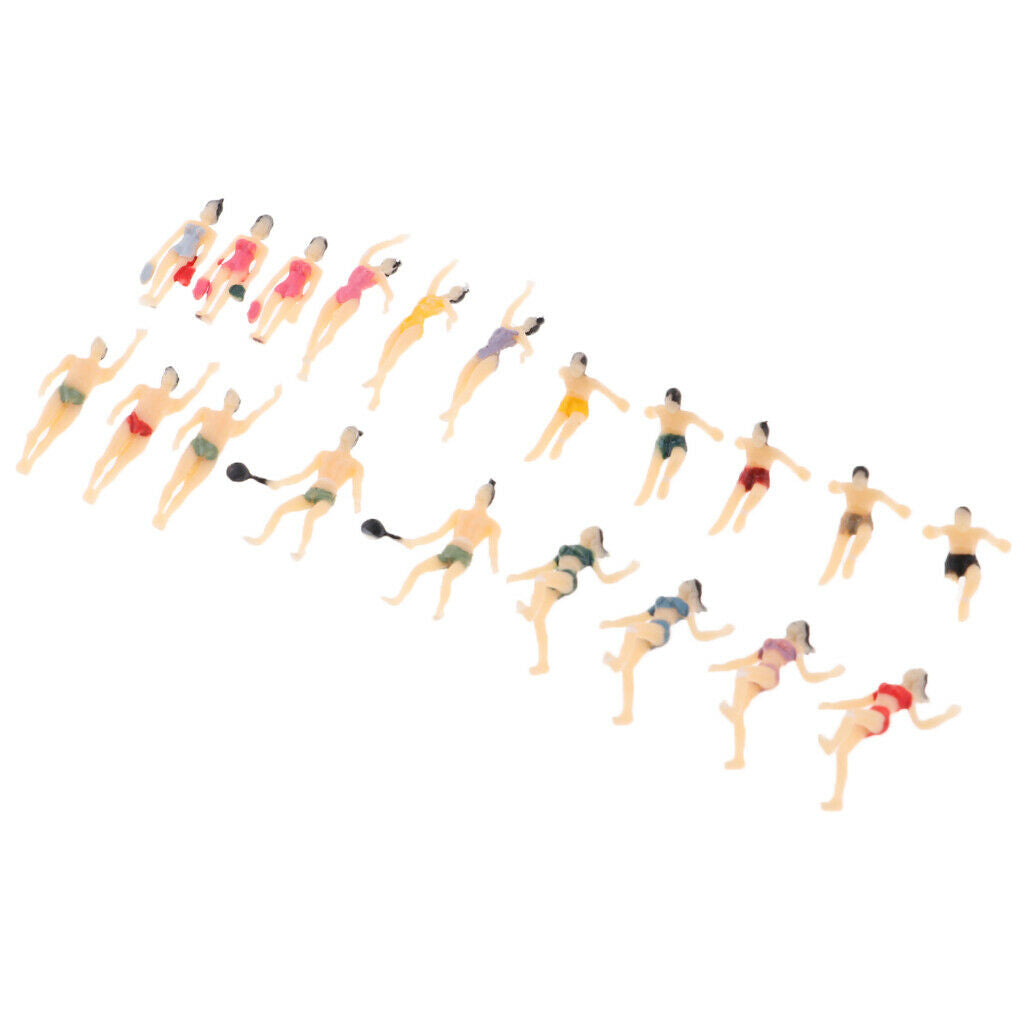 40x Plastic HO 1:100 Peoples Swimmer Set Parking Railway Scenery Decor
