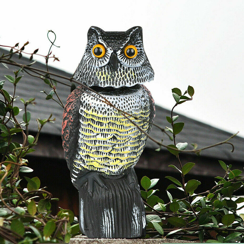 2Pcs Horned Owl Scarecrow Decoy Squirrels Bird Deterrents Garden Protector