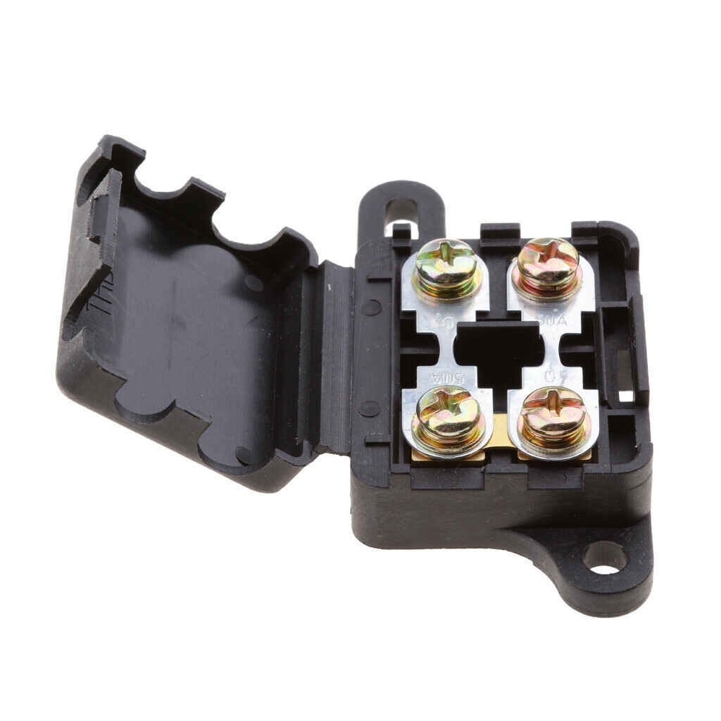 Automotive 2 Way ANG 50A Fuse Holder Bolt Fusebox Block Waterproof Case