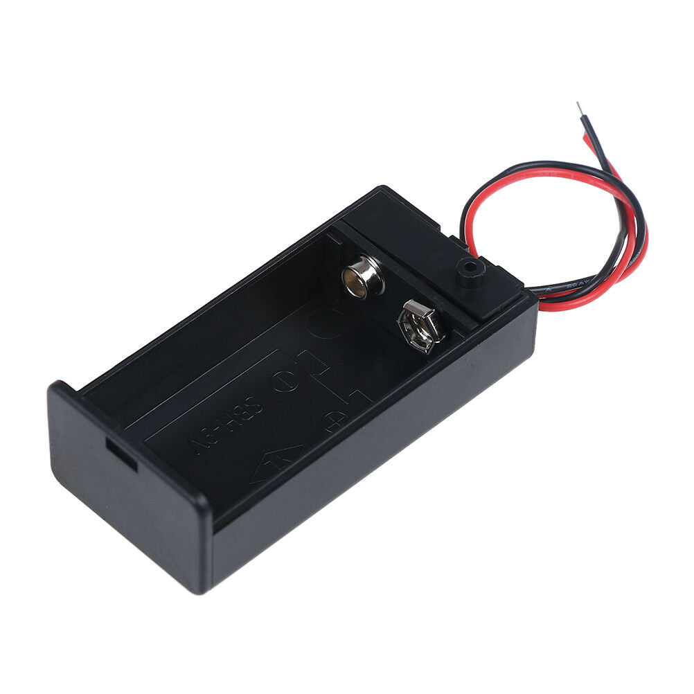 9V Volt PP3 battery holder box dc case w/ wire lead on/off switch cove.l8