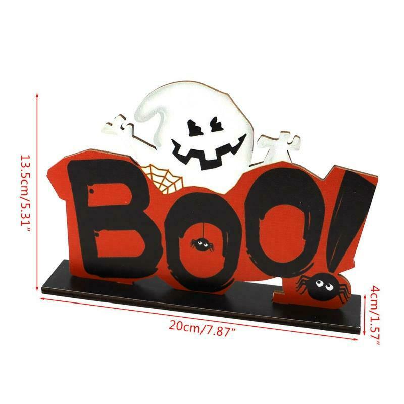 Halloween BOO Ghost Wooden Desktop Ornaments Creative Decor for Home Indoor