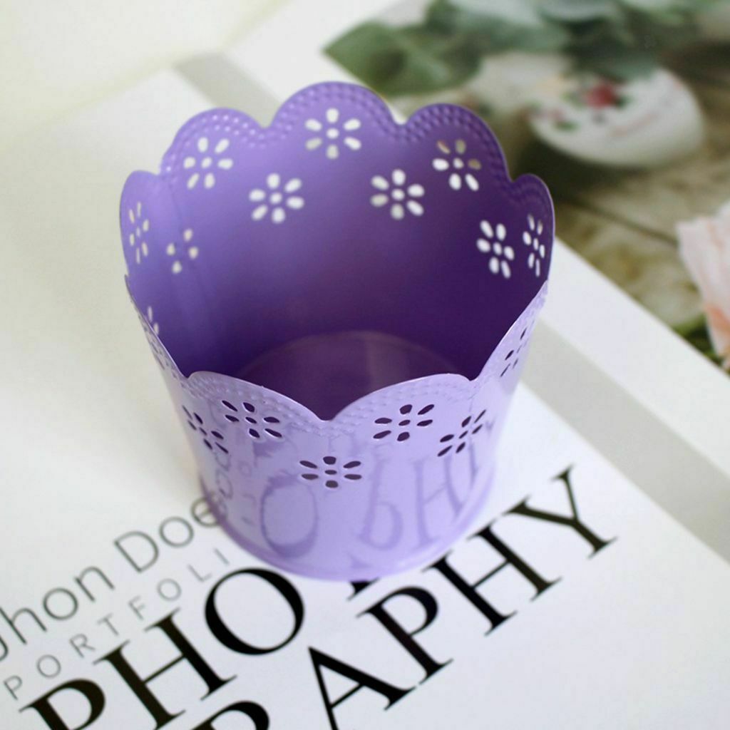 Multi-function Hollow Flower Pencil Holder Metal Desktop Organizer Barrels