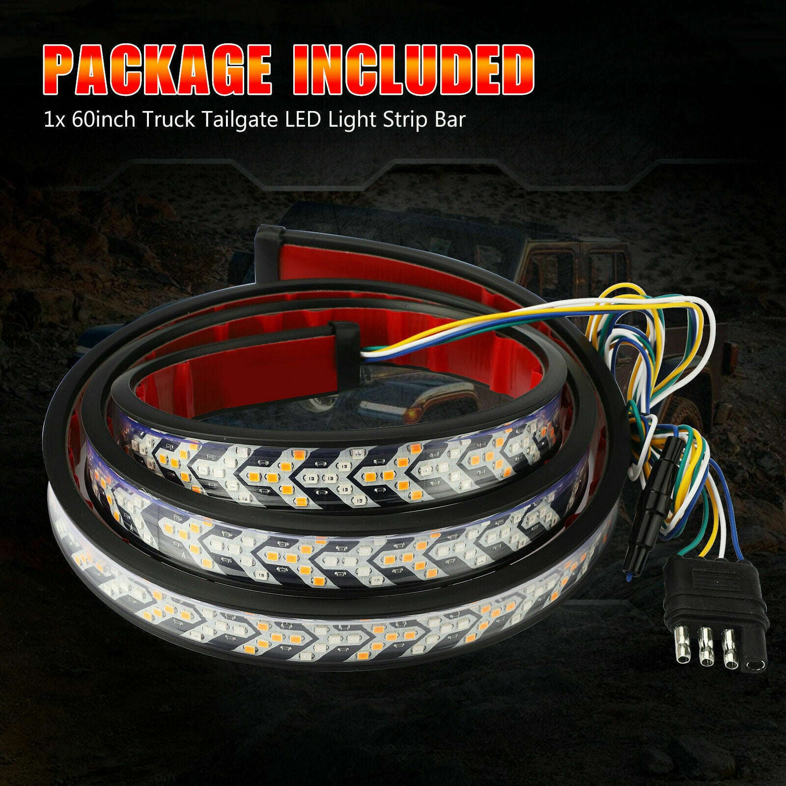 60" inch 528-LED Truck Strip Tailgate Turn Signal Brake Tail Reverse Light Bar