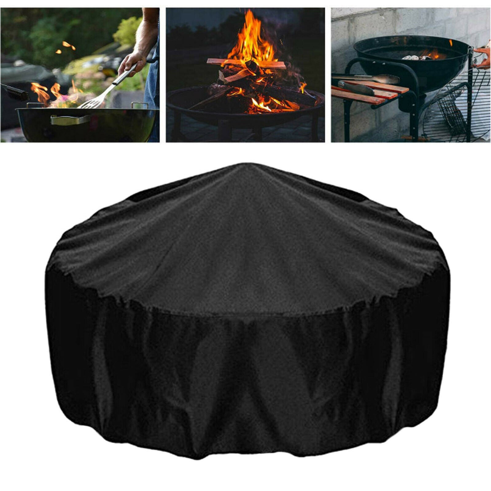 Round Fire Pit Cover Outdoor Garden Lawn Patio Barbecue BBQ Fire Bowl Covers