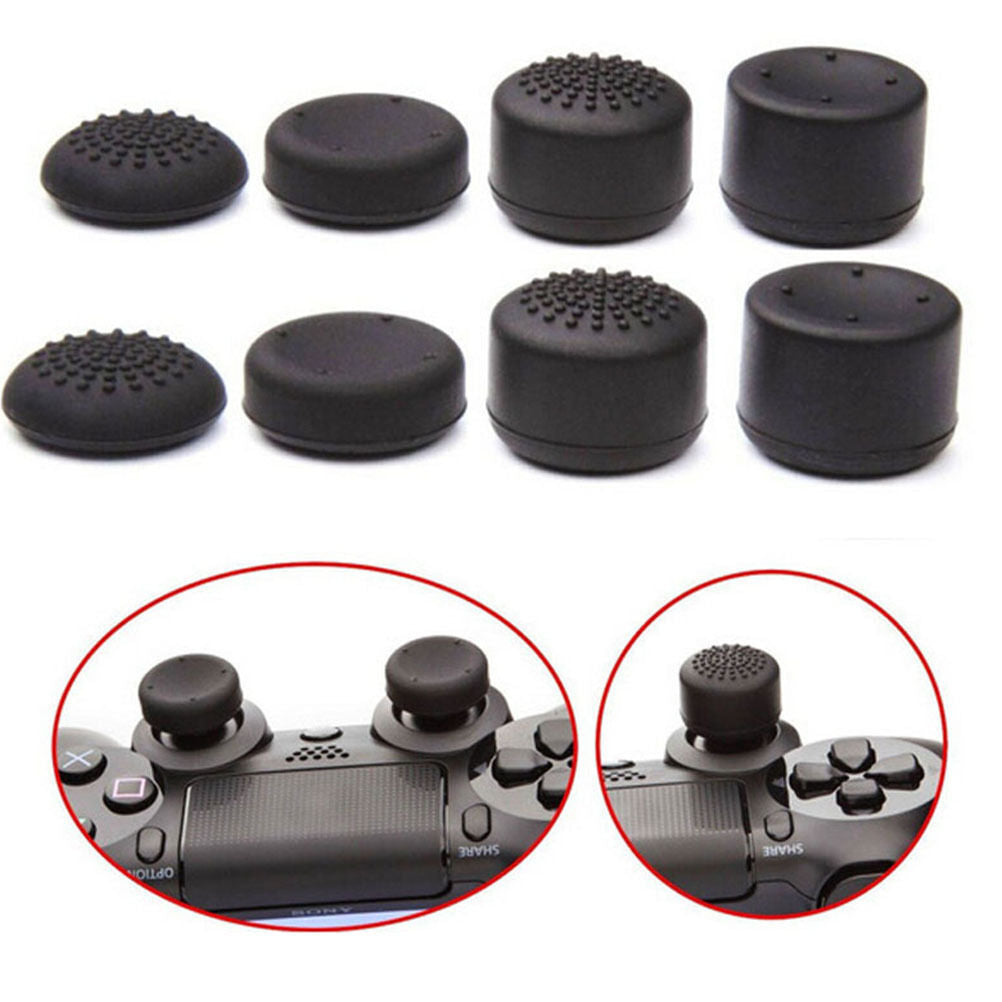 8X Black Silicone Thumb Stick Grip Cover Caps For PS4 Game Analog Controllerã€ Lt